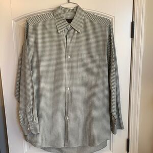 Neiman Marcus Olive Checkered Button Down Shirt